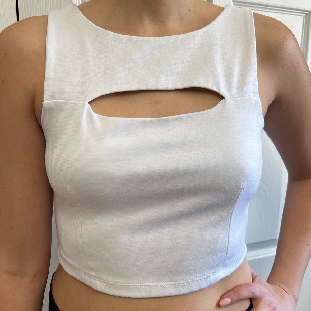 Cutout white crop top
